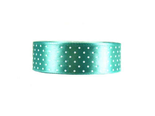 Polka Dot Ribbon - turquoise, 25 mm x 22 m