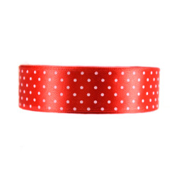 Polka Dot Ribbon - red, 25 mm x 22 m
