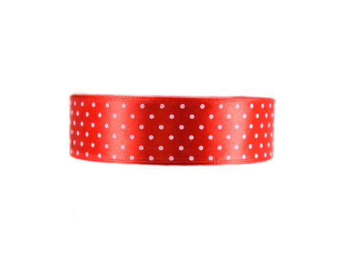 Polka Dot Ribbon - red, 25 mm x 22 m