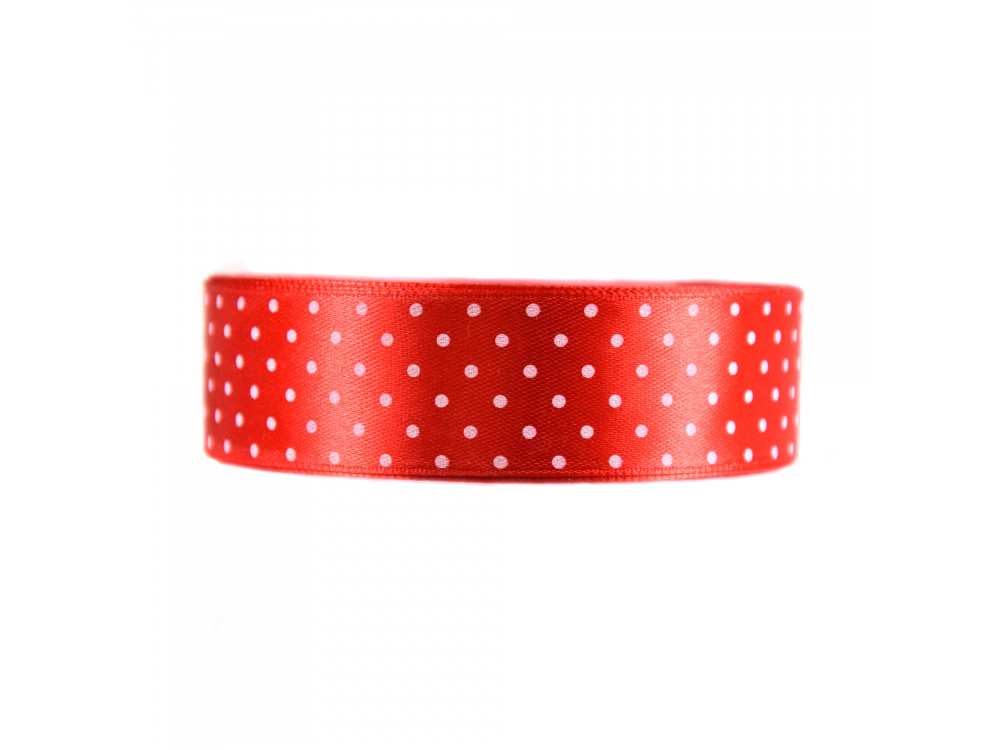 Polka Dot Ribbon - red, 25 mm x 22 m