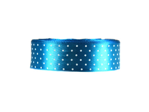 Polka Dot Ribbon - blue, 25 mm x 22 m