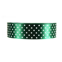 Polka Dot Ribbon - dark green, 25 mm x 22 m
