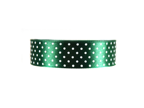 Polka Dot Ribbon - dark green, 25 mm x 22 m