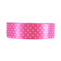 Polka Dot Ribbon - pink, 25 mm x 22 m