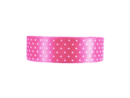 Polka Dot Ribbon - pink, 25 mm x 22 m