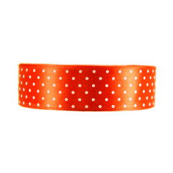 Polka Dot Ribbon - orange, 25 mm x 22 m