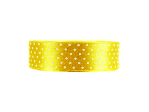 Polka Dot Ribbon - yellow, 25 mm x 22 m