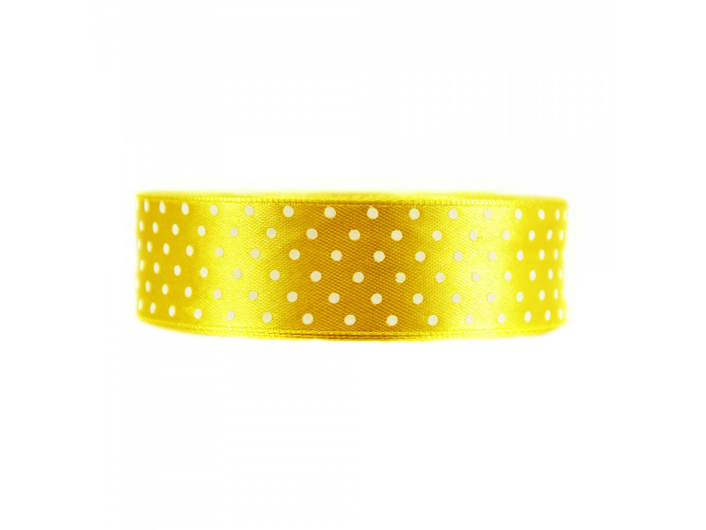 Polka Dot Ribbon - yellow, 25 mm x 22 m
