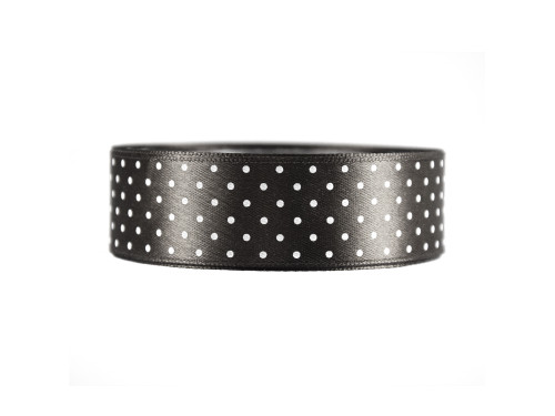 Polka Dot Ribbon - black, 25 mm x 22 m