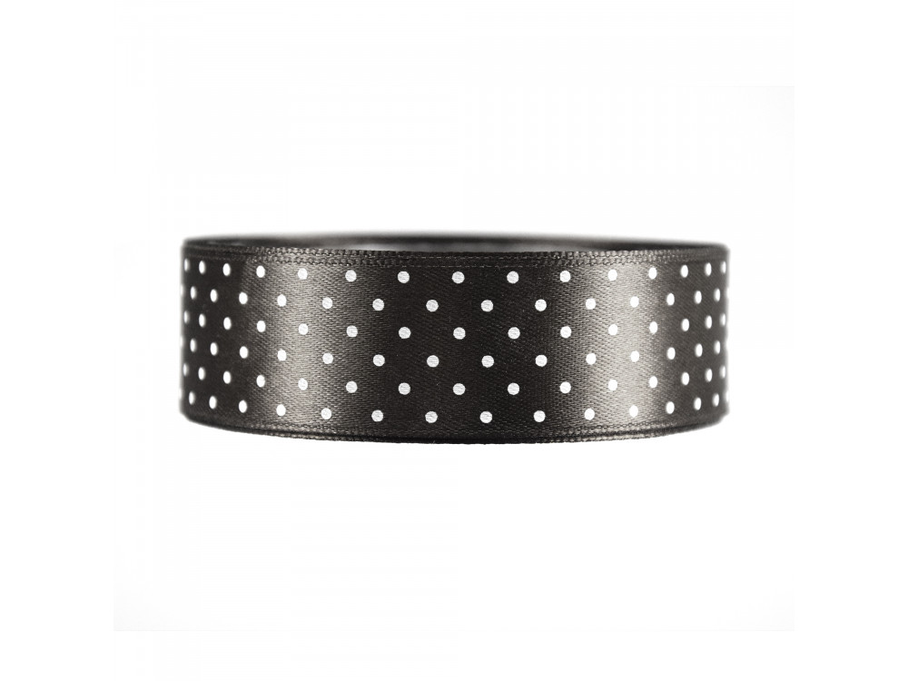 Polka Dot Ribbon - black, 25 mm x 22 m