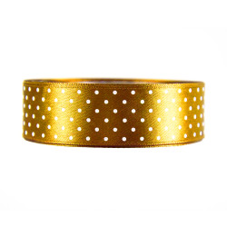 Polka Dot Ribbon - gold, 25 mm x 22 m