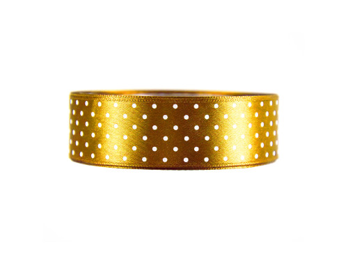 Polka Dot Ribbon - gold, 25 mm x 22 m