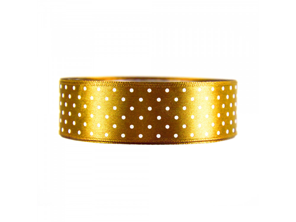 Polka Dot Ribbon - gold, 25 mm x 22 m
