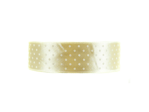 Polka Dot Ribbon - ecru, 25 mm x 22 m