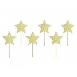 Cupcakes Stars toppers - gold, 6 pcs.