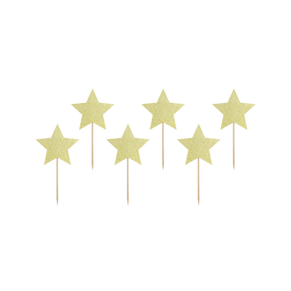 Cupcakes Stars toppers - gold, 6 pcs.