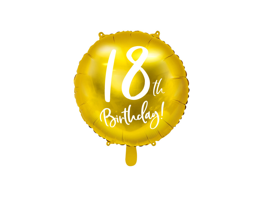 Foil balloon 18th Birthday - gold, 45 cm