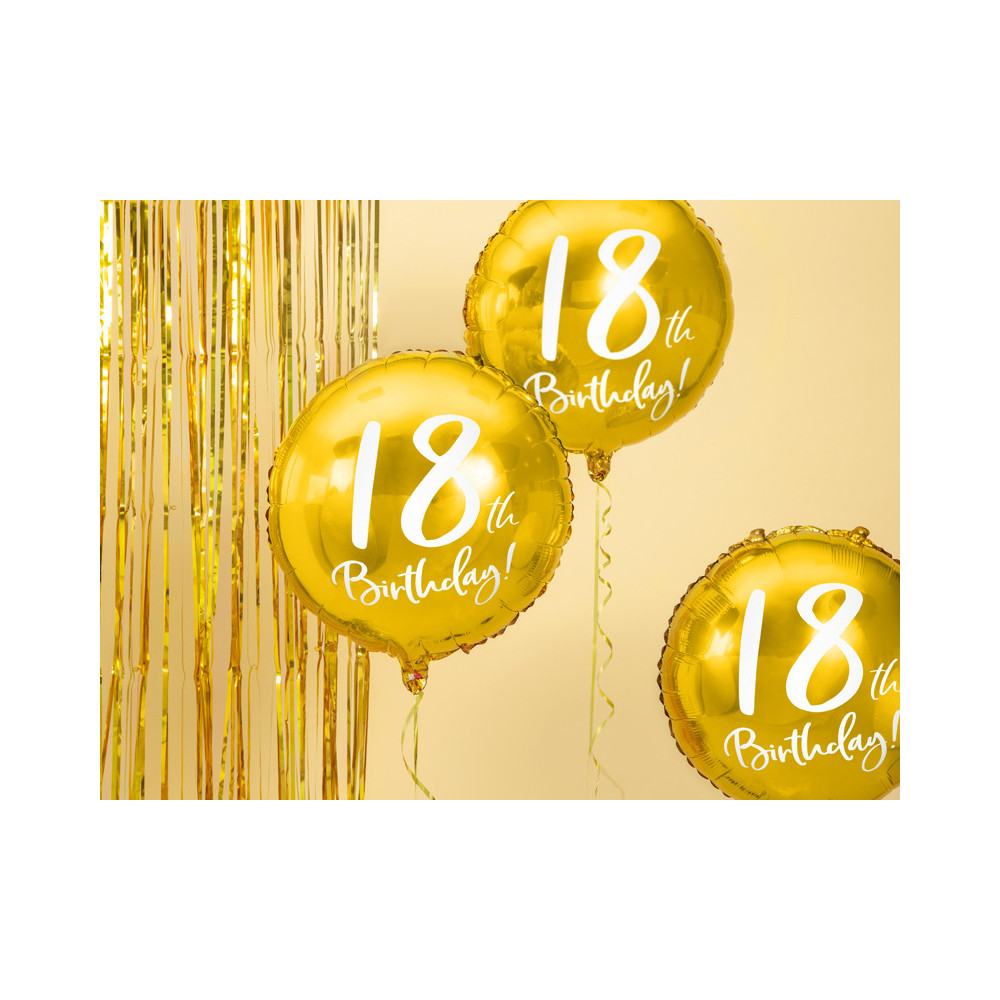 Foil balloon 18th Birthday - gold, 45 cm