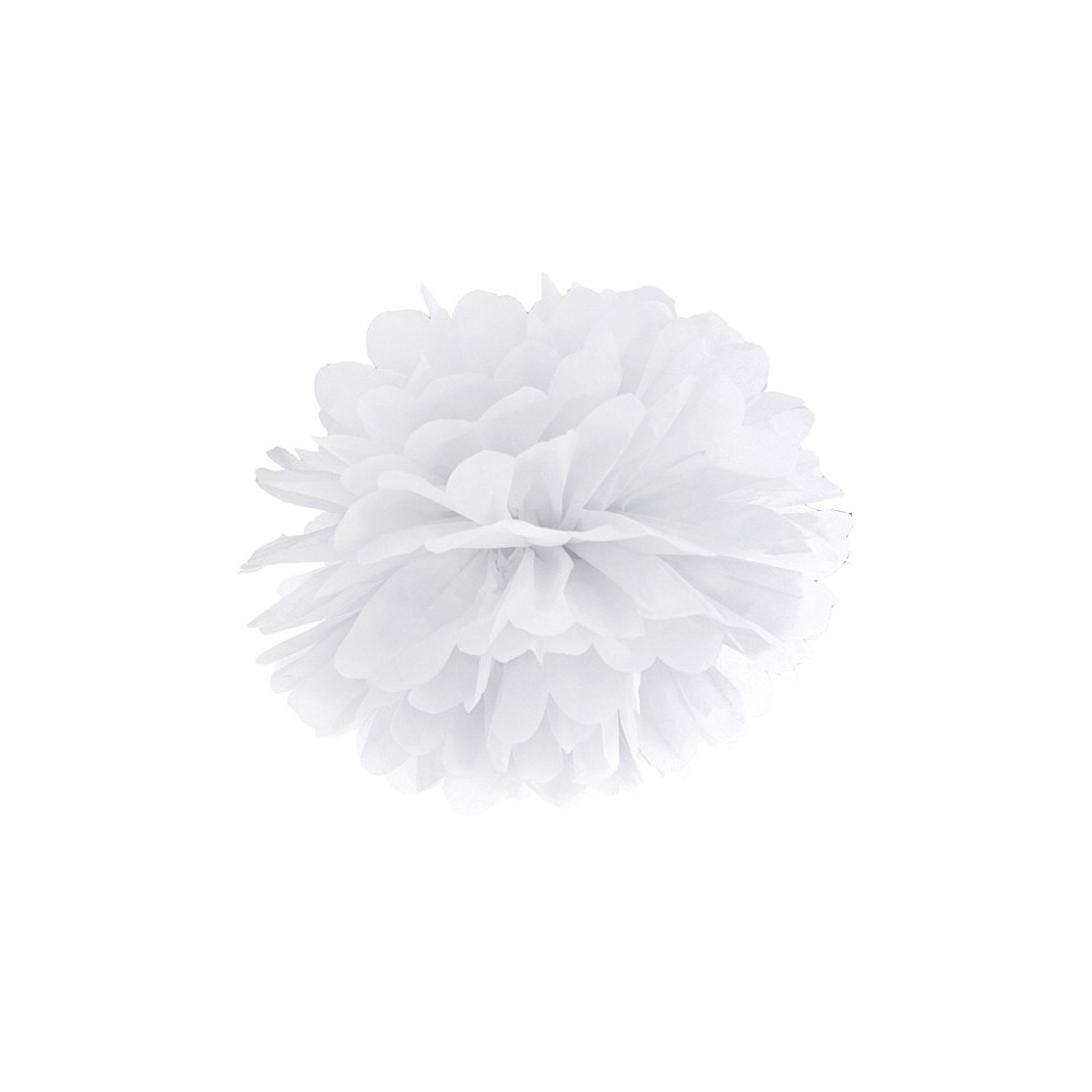 Pompon bibułowy - biały, 25 cm