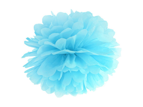 Tissue paper pompom - blue, 25 cm