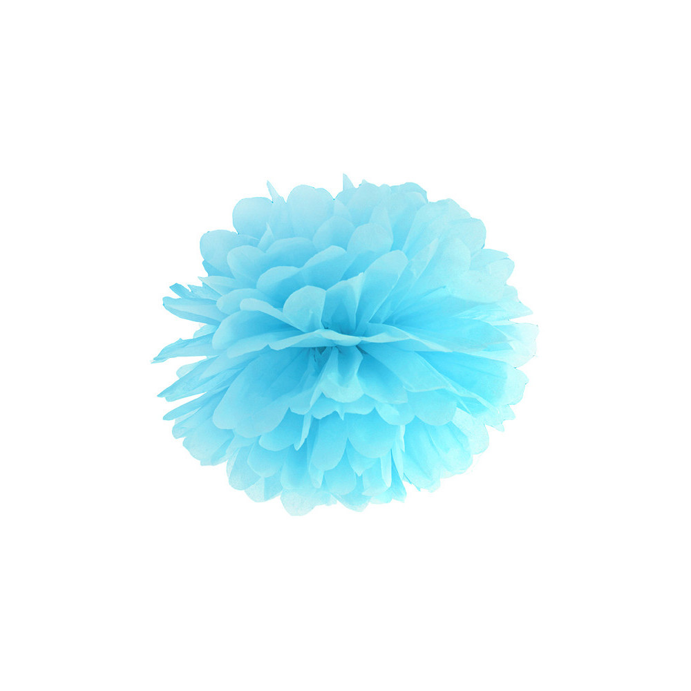 Pompon bibułowy - błękitny, 25 cm