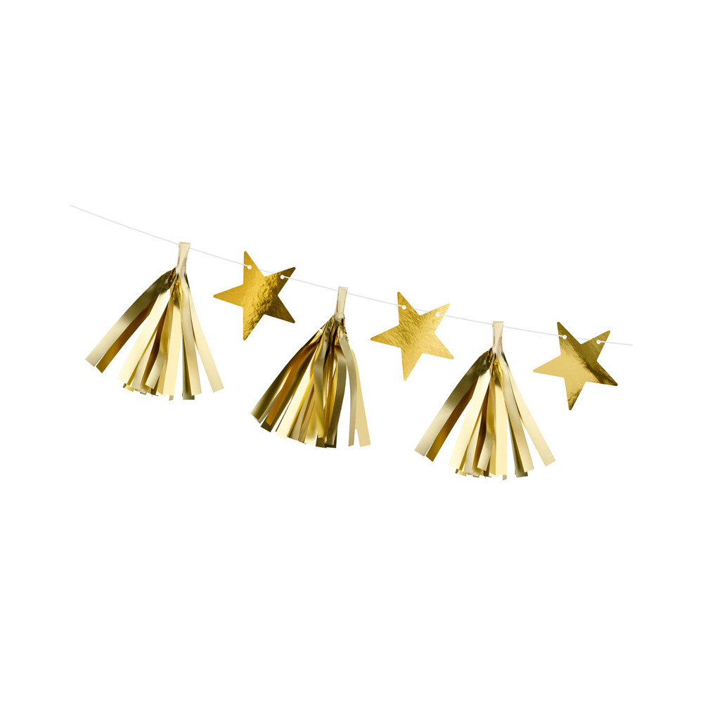 Girlanda papierowa Gwiazdy - złota, 130 cm