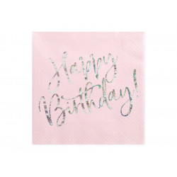 Happy Birthday napkins - light pink, 20 pcs.