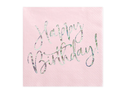 Happy Birthday napkins - light pink, 20 pcs.