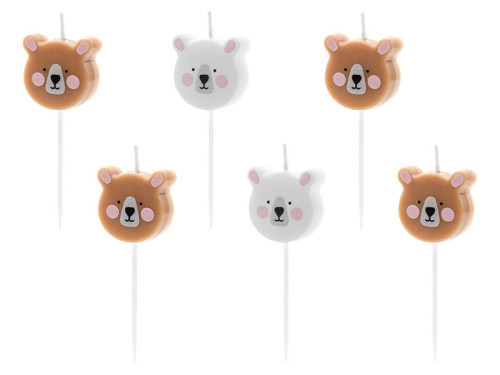 Birthday Bear candles - 6 pcs.