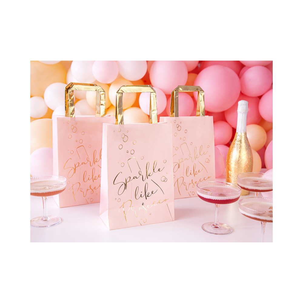 Prosecco gift bags - pink and gold, 6 pcs.