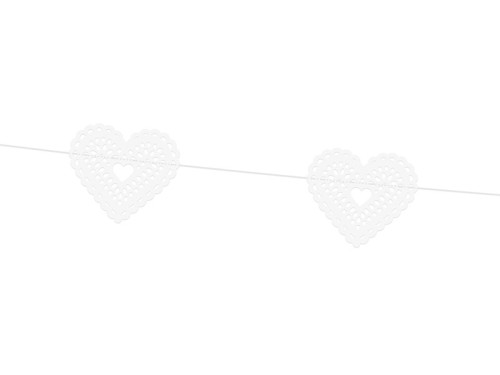 Heart girland - white, 180 cm