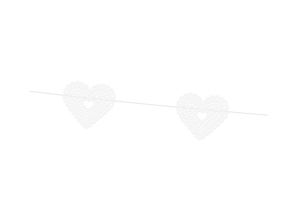 Heart girland - white, 180 cm