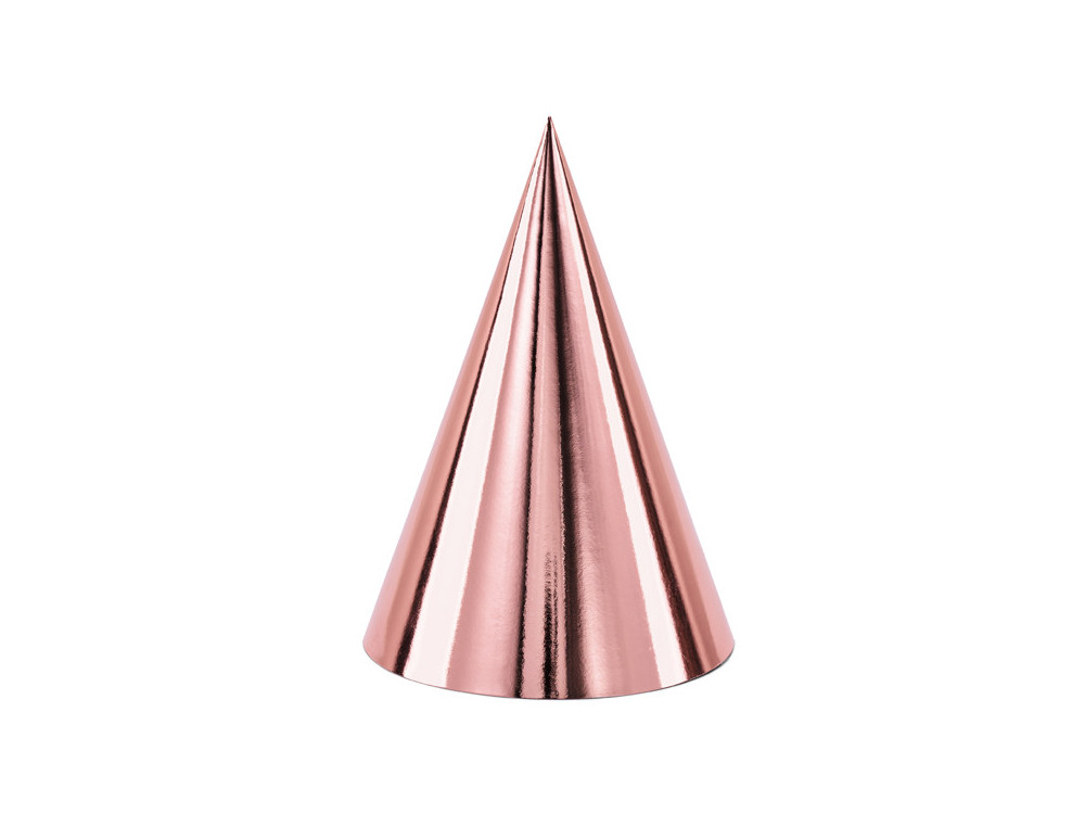 Party hats - rose gold, 6 pcs.