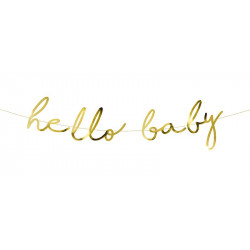Baner Hello Baby - złoty, 18 x 70 cm