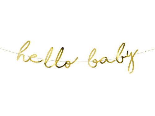 Banner Hello Baby - gold, 18 x 70 cm
