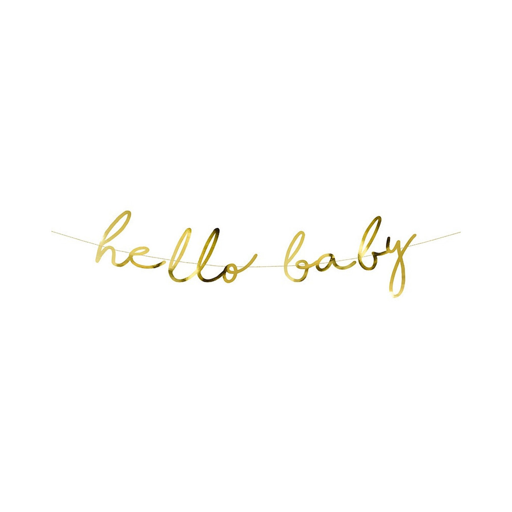 Baner Hello Baby - złoty, 18 x 70 cm