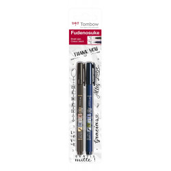 Fudenosuke Brush Pen Set - Tombow - soft and hard, black, 2 pcs.