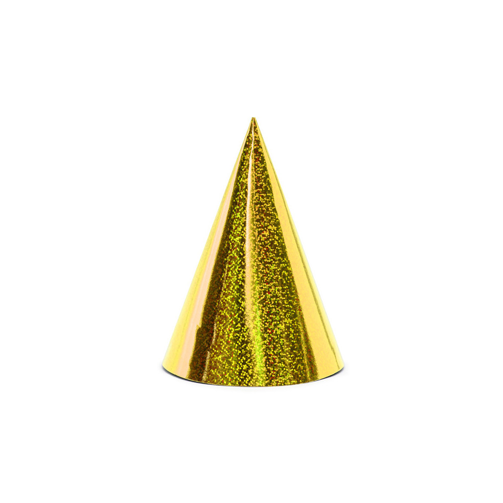 Party hats - holographic gold, 6 pcs.