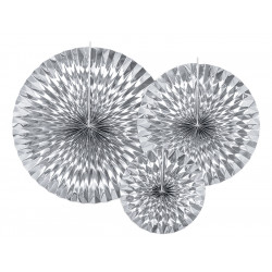 Decorative rosettes - silver, 3 pcs.