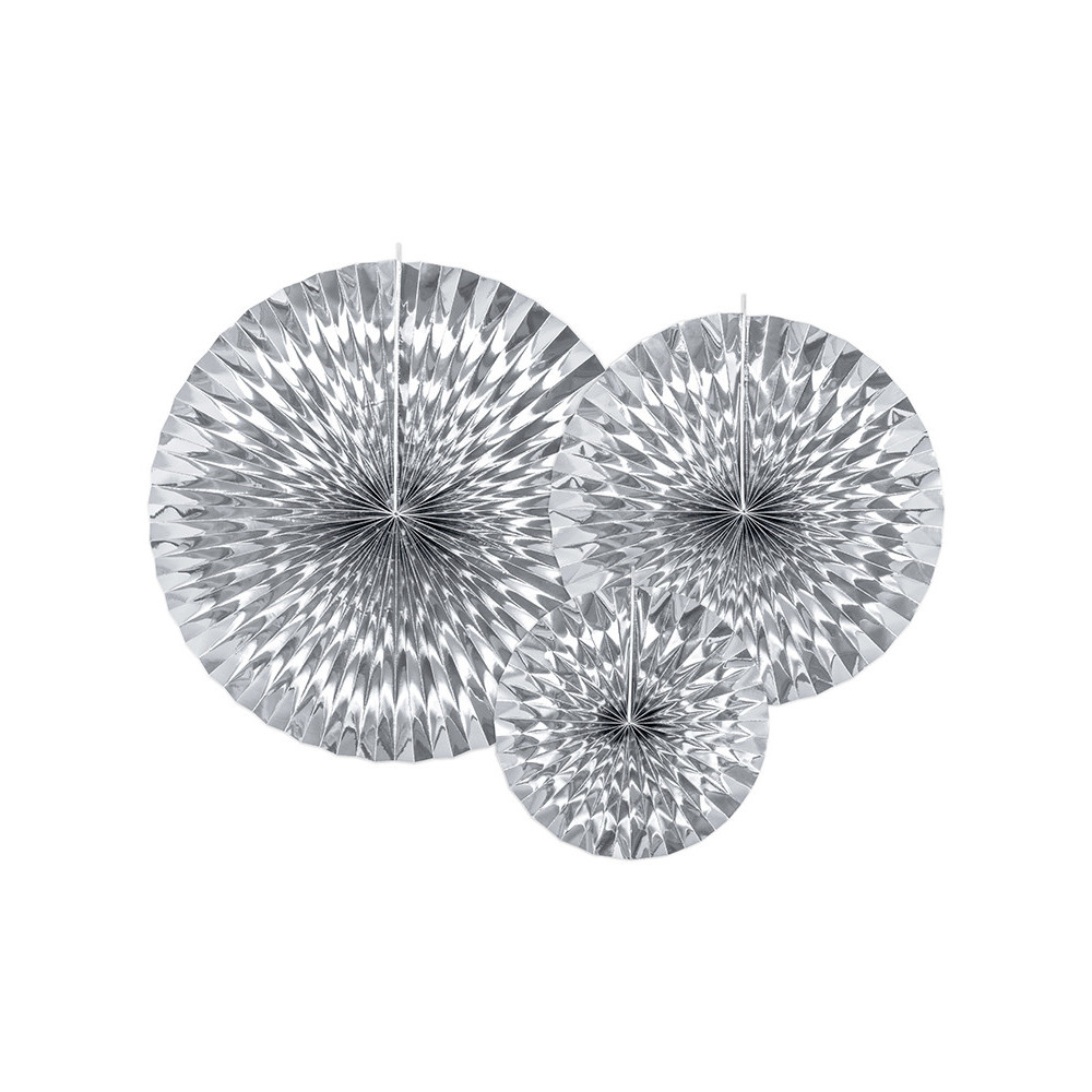 Decorative rosettes - silver, 3 pcs.