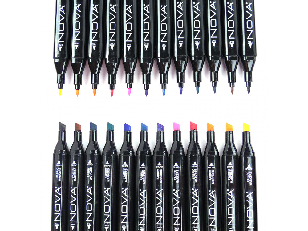 Dual-tip fabrics markers - Nova - 12 colors