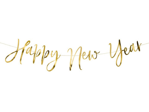 Happy New Year banner - gold, 18 x 66 cm