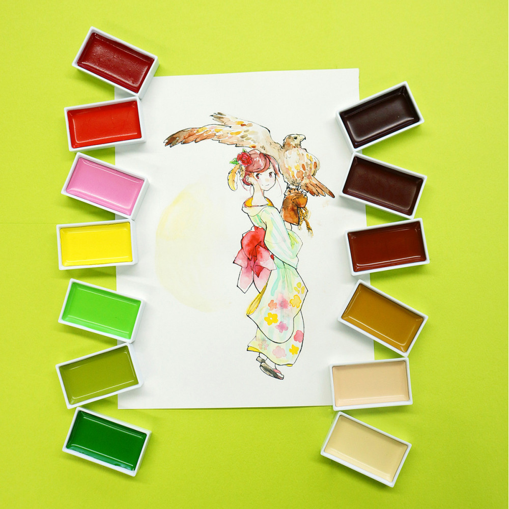 Zestaw farb akwarelowych Gansai Tambi - Kuretake - 48 kolorów