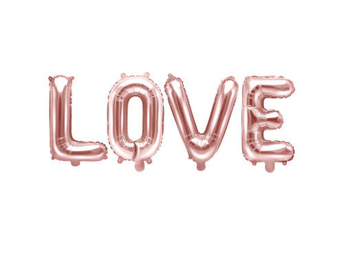 Foil balloon Love - pink gold, 35 x 140