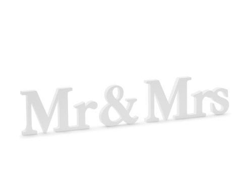 Wooden sign Mr & Mrs - white, 9,5 x 50 cm