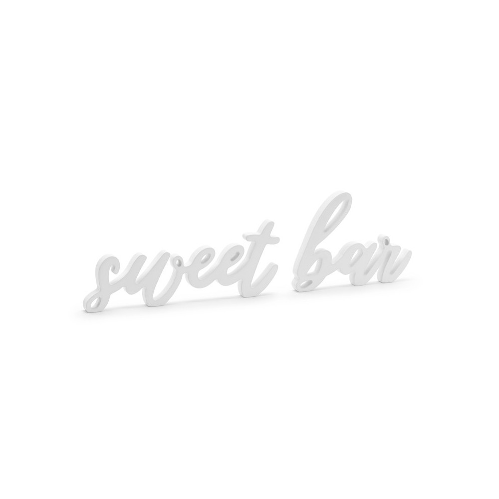 Drewniany napis Sweet bar - biały, 10 x 37 cm