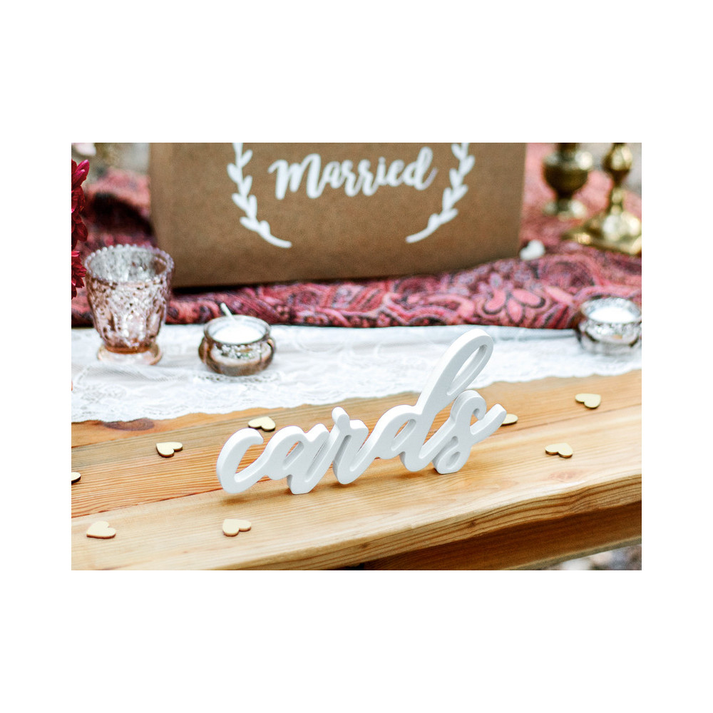 Wooden sign Cards - white, 10 x 20 cm