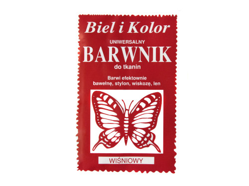 Barwnik do tkanin - Biel i kolor - wiśniowy, 10 g