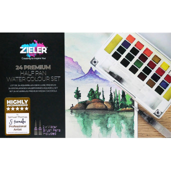 Arteza Metallic Watercolor Paints, Set of 24 Half Pans, Pearl Paint