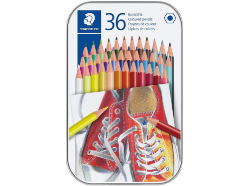 Zestaw kredek ołówkowych w metalowym etui - Staedtler - 36 kolorów